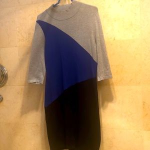 Calvin Klein 3/4 Sleeve Color Block Sweater Dress